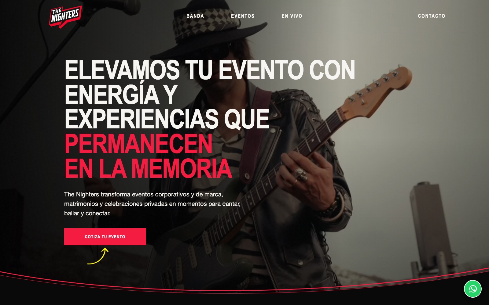 Captura de la web de The Nighters